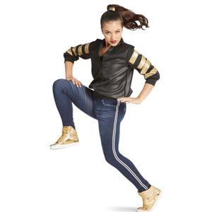 Weissmans Hip Hop Dance Costume Set Black Jacket with Denim Leggings